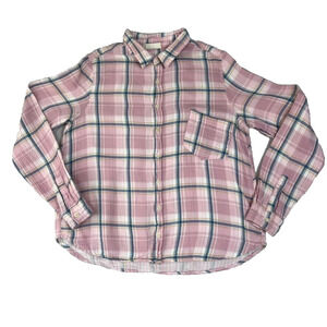 CP Shades Shirt Womens Medium Pink & Blue Double Cotton Gauze Plaid Button Down